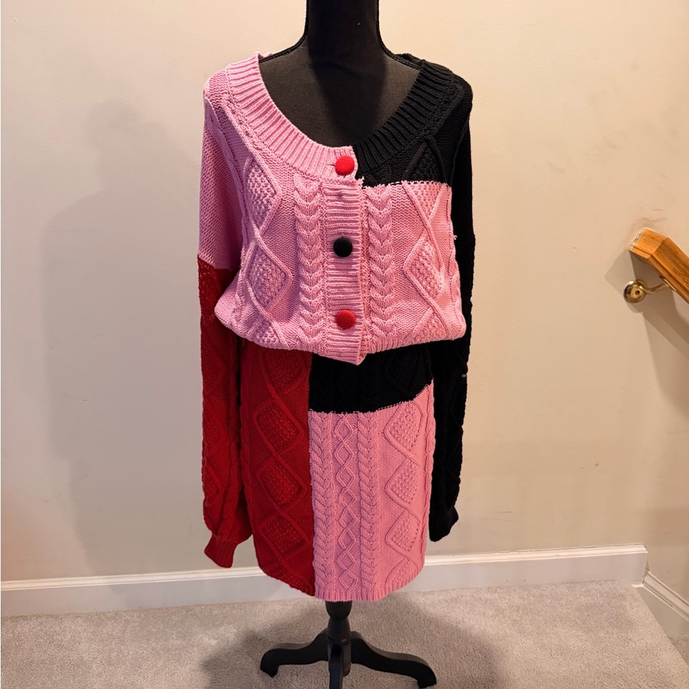 NWT Colorblock Cable Knit Sweater